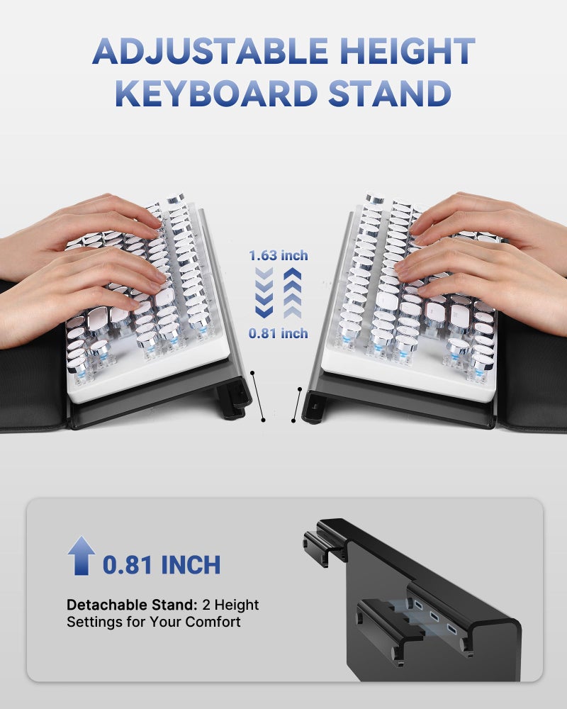 Laborio Computer Keyboard Stand for Desktop, 2-Level Height Adjustment Keyboard Wrist Rest, Non-Slip Key Board Riser Pad for Office, Gaming, and Home Desks - Image 4