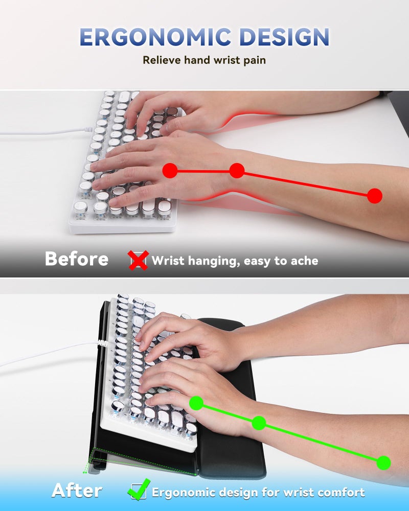 Laborio Computer Keyboard Stand for Desktop, 2-Level Height Adjustment Keyboard Wrist Rest, Non-Slip Key Board Riser Pad for Office, Gaming, and Home Desks - Image 5