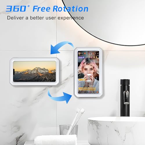 Aourxiv Shower Phone Holder Waterproof, Multi-Angle Adjustable Wall Mounted Phone Holder for Bathroom Bathtub Kitchen Mirror, Compatible with All 4-7" Smartphones - Image 4