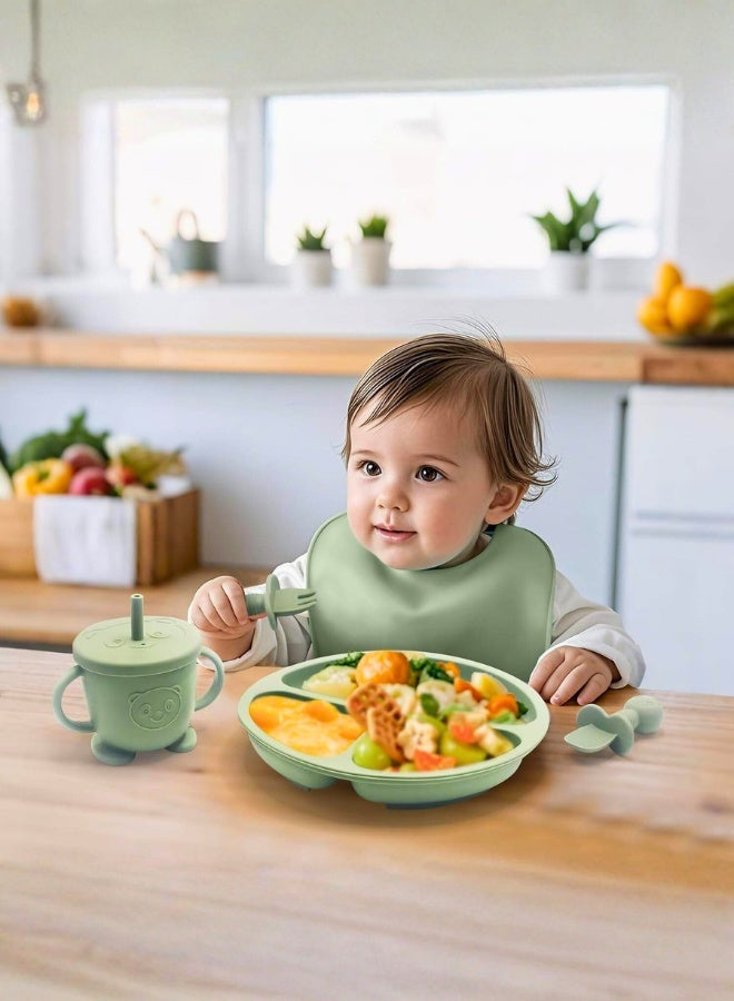 تشيس اب طقم أدوات إطعام الأطفال من السيليكون للفطام - وعاء شفط، ملاعق ناعمة ومرايل قابلة للتعديل	أدوات تناول الطعام الذاتي من السيليكون الآمن للأطفال والرضع - Image 5