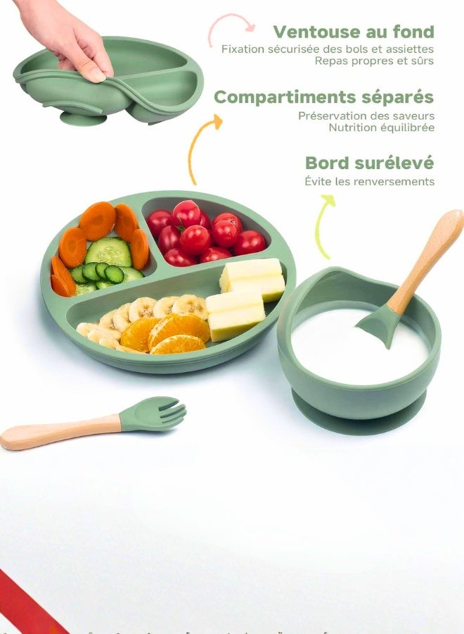 تشيس اب طقم أدوات إطعام الأطفال من السيليكون للفطام - وعاء شفط، ملاعق ناعمة ومرايل قابلة للتعديل	أدوات تناول الطعام الذاتي من السيليكون الآمن للأطفال والرضع - Image 4