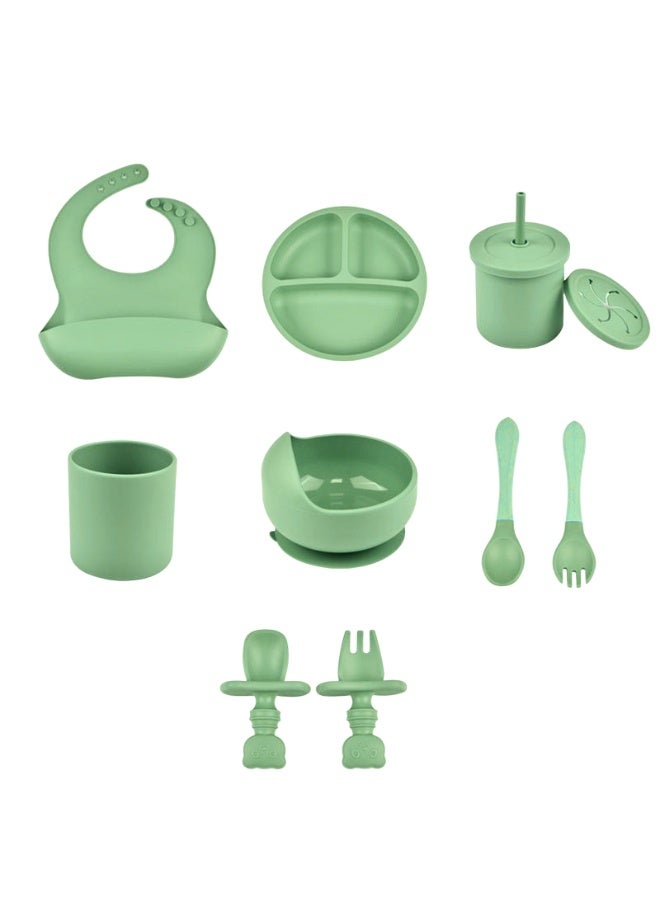 تشيس اب طقم أدوات إطعام الأطفال من السيليكون للفطام - وعاء شفط، ملاعق ناعمة ومرايل قابلة للتعديل	أدوات تناول الطعام الذاتي من السيليكون الآمن للأطفال والرضع - Image 1