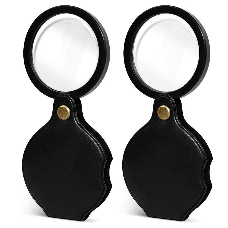AUUTI 2pcsUpgrade 10x Small Magnifying Glass for Kids and Seniors, Pocket Magnifier with Protective Sheath, Mini Folding Magnifying Glass Reading, Close Work, Repairing, Hobby Or Coinsï¼ˆ7cmï¼‰ (6cm) - Image 1