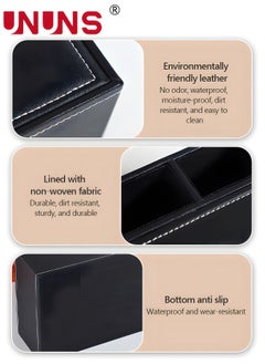 UNUNS Multifunctional Tissue Box Cover Holder,PU Leather Nightstand Organizer For Bathroom Vanity Countertops Decor,Napkin Dryer Dispenser,3-Compartments,Tissue Desk Organizer For Home Office Car  - Image 4