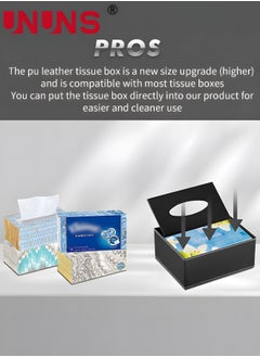 UNUNS Multifunctional Tissue Box Cover Holder,PU Leather Nightstand Organizer For Bathroom Vanity Countertops Decor,Napkin Dryer Dispenser,3-Compartments,Tissue Desk Organizer For Home Office Car  - Image 5