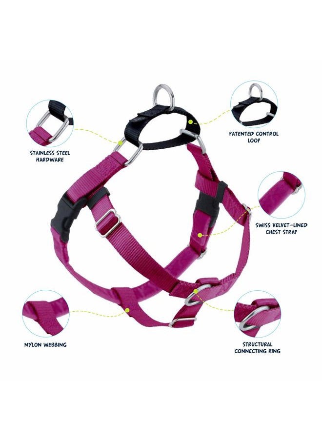 2 HOUNDS DESIGN Freedom No Pull Dog Harness, Adjustable Harness, Easy Walking & Comfortable Control, Fits Small, Medium & Large Dogs, Solid Colors, Made in USA, 5/8" SM, Raspberry  - Image 2