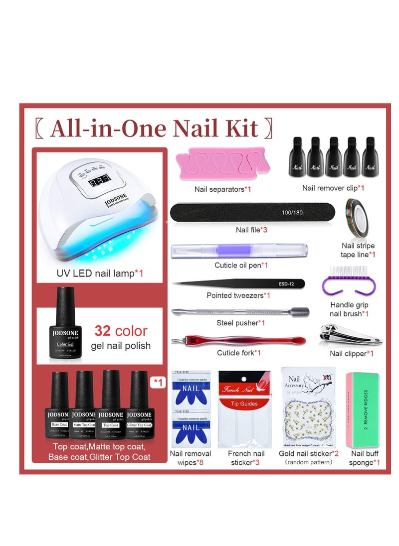 JODSONE - JODSONE Gel Nail Polish Kit with U V Light 32 Colors Gel Polish Nail Kit Soak Off Gel Nail Set Manicure Tools Nail Gel Kit Gifts for Women - Image 1