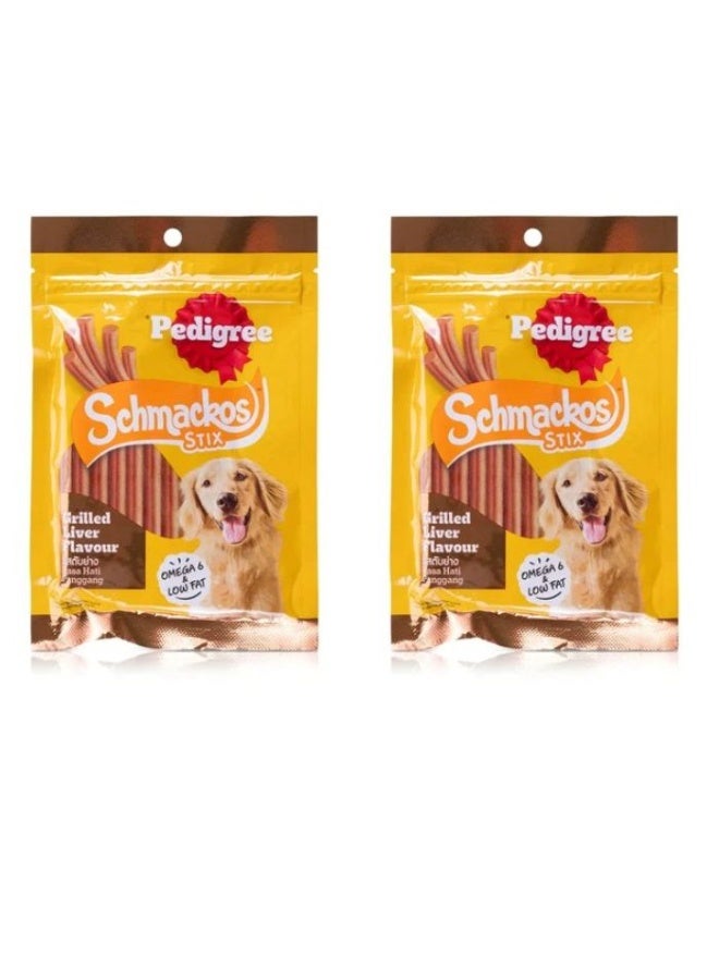 Pedigree Schmackos Stix Grilled Liver Dog Treats - 70G  PACK OF 2