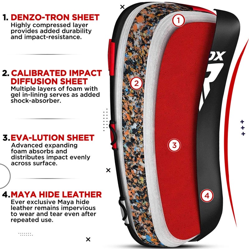 RDX Muay Thai Pad for Training, Curved Kickboxing Kicking Strike Shield, Coaching Kick Boxing, MMA, Martial Arts, Karate, Taekwondo, Punching, Foot, Knee and Elbow Target (One Pad Only) - Image 4