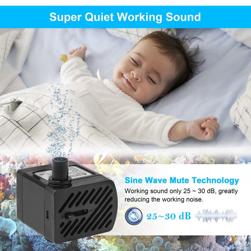 DaToo 50GPH 3W Small Submersible Water Pump Mini Fountain Pump Ultra Quiet For Aquarium Fish Tank Pond Statuary Hydroponics - Image 5