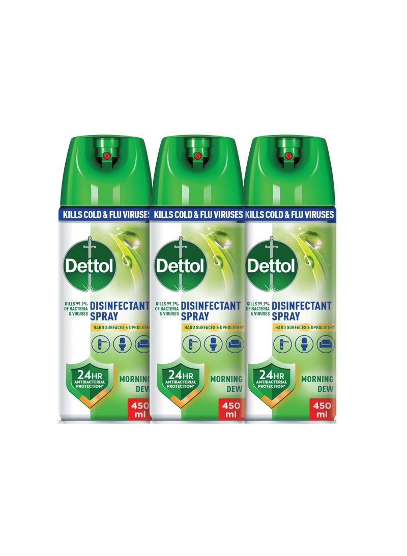 ديتول البخاخ المطهر الكل في واحد المضاد للبكتريا برائحة ندى الصباح، 450 ملل (3pox)