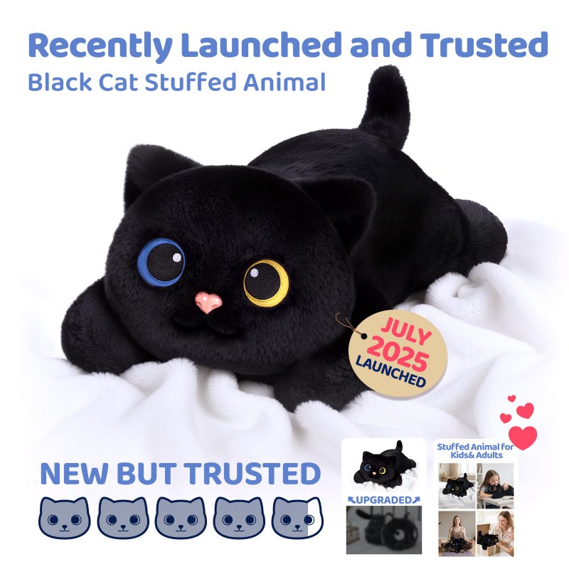 Mewaii Weighted Stuffed Animals with Microwavable Heating Pad - 5lb Adjustable  Heatable & Coolable Black Cat Plush for Realistic Hug  Removable Inner Pad  Plush Gift for Kids & Adults (23 Inch) - Image 2