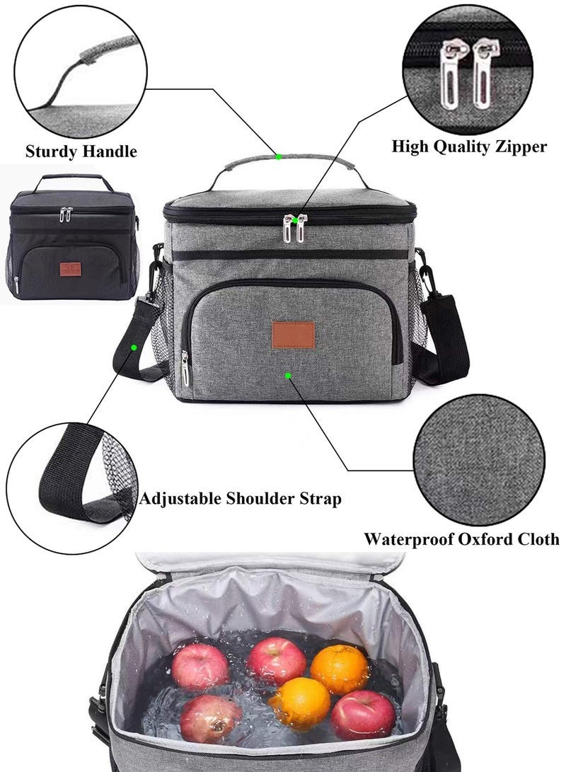 Lunch Bags 15L Insulated Cooler Bag for Men Women, Reusable Insulated Waterproof Lunch Bag for Office Work School Picnic Beach Gym (Black) - Image 4