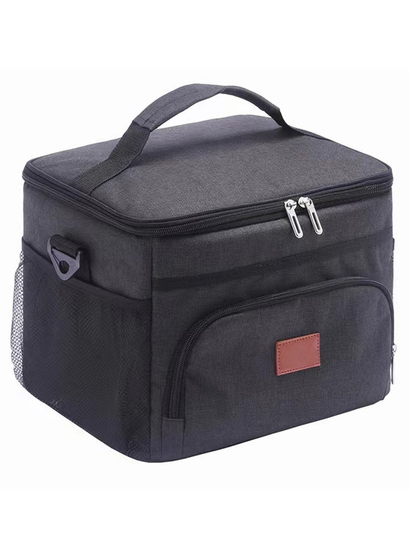 Lunch Bags 15L Insulated Cooler Bag for Men Women, Reusable Insulated Waterproof Lunch Bag for Office Work School Picnic Beach Gym (Black) - Image 1