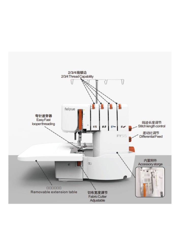 FEIYUE - FEIYUE 4 Thread Overlock FY515 with Servo Motor - Image 1