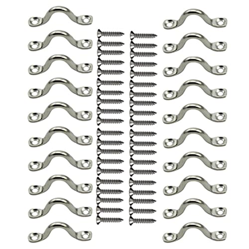 GDQLCNXB 20Pcs M6 316 Stainless Steel Bimini Boat Top PAD Eye, Eye Straps, Tie Down, Kayak Deck Loops, Tie Down Anchor Point, footman's Loop for Kayak Canoe Rigging - Image 1