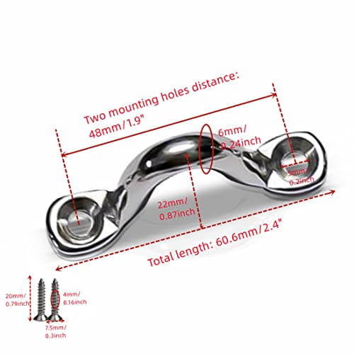 GDQLCNXB 20Pcs M6 316 Stainless Steel Bimini Boat Top PAD Eye, Eye Straps, Tie Down, Kayak Deck Loops, Tie Down Anchor Point, footman's Loop for Kayak Canoe Rigging - Image 2