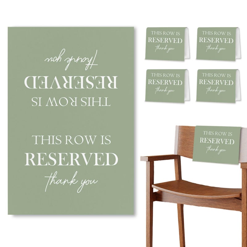 ChissNook Reserved Seating Chair Signs, This Row Is Reserved Pew Cloths Seating Placeholder for Church Pews, Sage Green Wedding Decorations for Reception Parties Event (Sage Green, 4 PCS) - Image 1