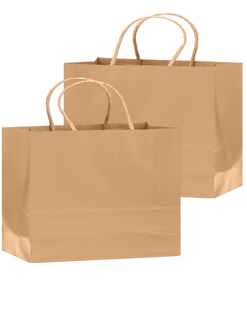 qiqee 50-Packs Brown Paper Gift Bags with Handles Bulk 12.6"x4.3"x10" Wide Large Size Party Favor Bags Multiple Uses - Image 2