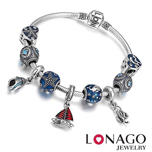 LONAGO سوار تشارم أصلي من لوناكو 925 فضة استرلينية سلسلة ثعبان بغل قفل برميل مجوهرات تناسب تشارم الثعبان هدية عيد ميلاد للنساء (7.5 بوصة/19 سم) - Image 4