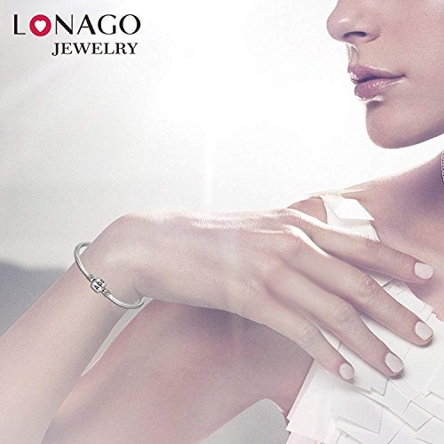 LONAGO سوار تشارم أصلي من لوناكو 925 فضة استرلينية سلسلة ثعبان بغل قفل برميل مجوهرات تناسب تشارم الثعبان هدية عيد ميلاد للنساء (7.5 بوصة/19 سم) - Image 5