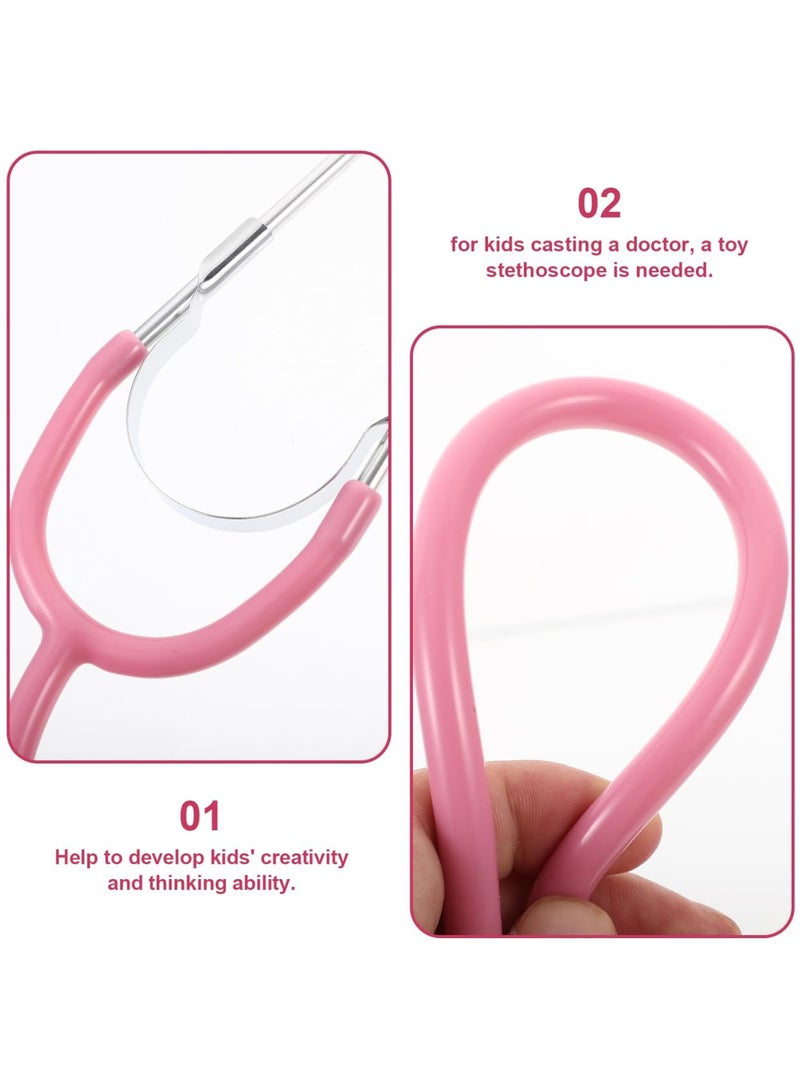 مخطوطات سماعة طبية حقيقية تعمل برأسين للأطفال، لعبة استماع لنبضات القلب، هدايا عملية - وردي - Image 3