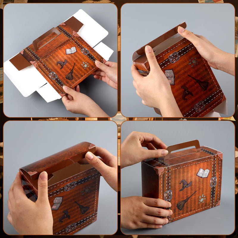 Weekgrat 12 Pcs Magic Theme Party Decorations Paperboard Suitcases Box Table Centerpieces 3 Size Vintage Luggage Stackable Trunk for Magical Birthday Party Baby Shower Entrance Photo Booth Supplies - Image 3