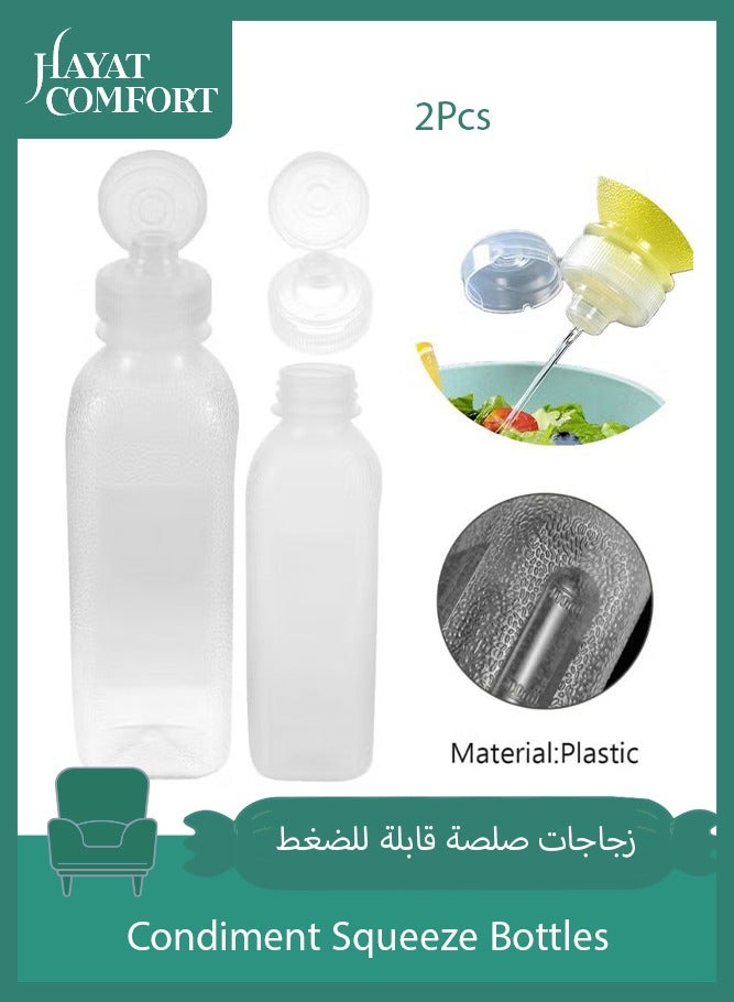 Hayat Comfort 2Pcs 500ml Condiment Squeeze Bottles, BPA-Free Squeeze Bottle with Flip Top Cap, Plastic Squeeze Bottles for Oil Sauce and Condiments for Kitchen Cooking and Food Decoration - Image 1