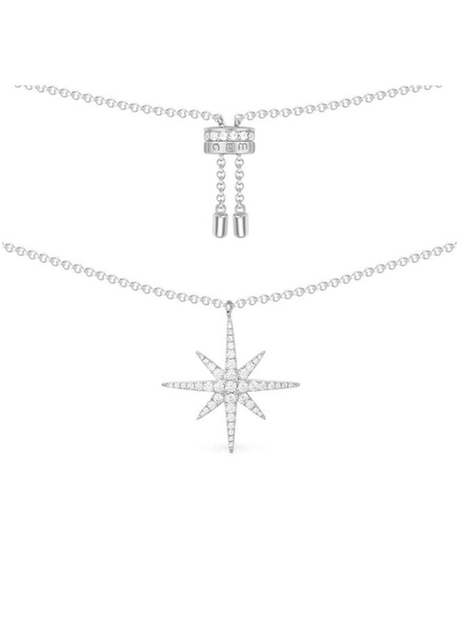 MONACO Three Meteor Necklace - Silver White-AC3350OX  - Image 1