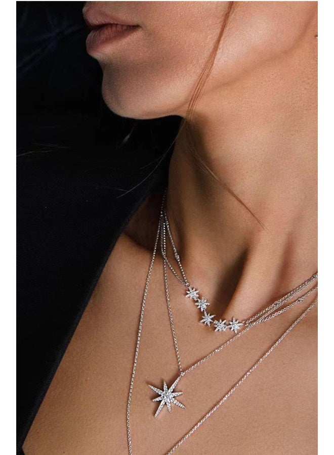MONACO Three Meteor Necklace - Silver White-AC3350OX  - Image 3