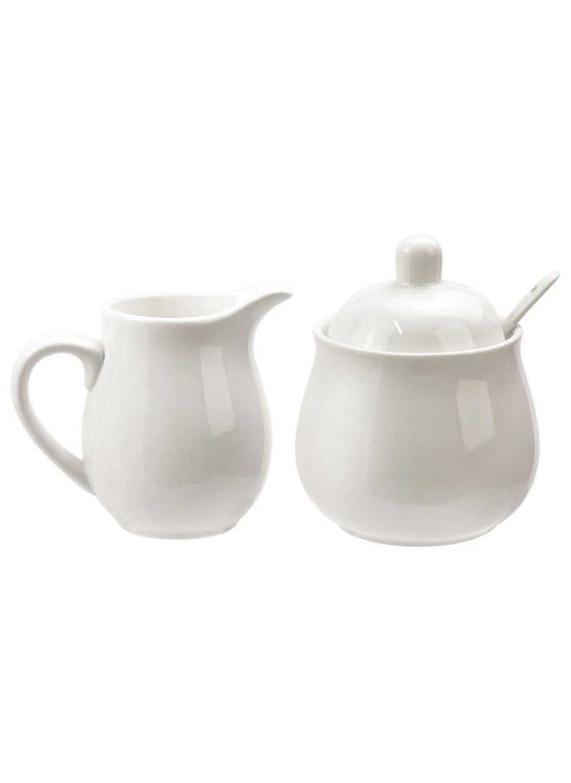 FUYU Ceramic Colorful Creamer and Sugar Set with Lid Spoon Coffee Serving Set 