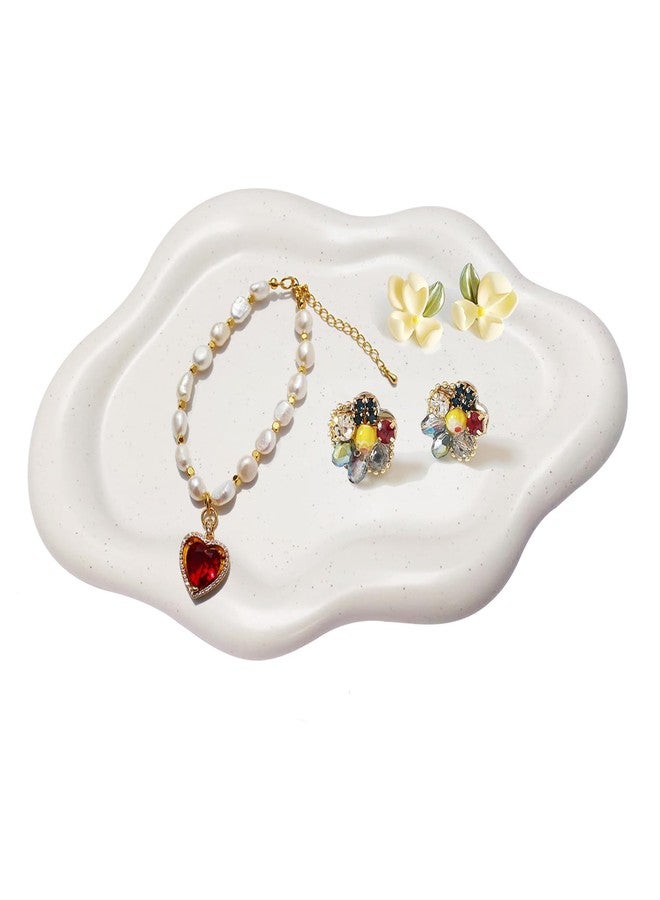 Samchilderlan Ceramic Jewelry Dish for Women, Jewelry Tray Trinket Dish Vanity Tray, Matte White Cloud Tray Jewelry Plate, Watch Keys Tray Ring Dish Holder for Mother's Day/Christmas/Thanksgiving/Birthday Gift - Image 1