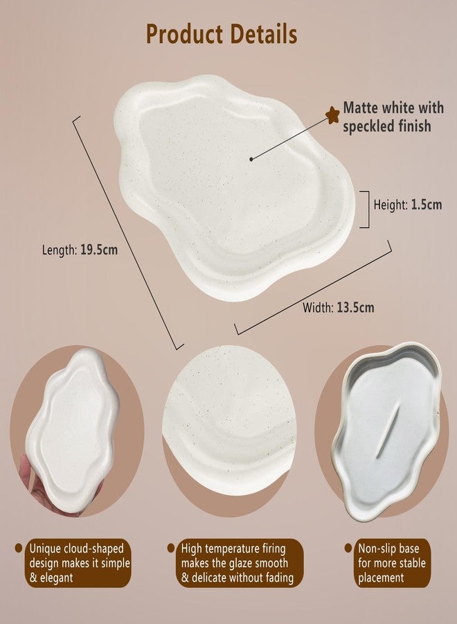 Samchilderlan Ceramic Jewelry Dish for Women, Jewelry Tray Trinket Dish Vanity Tray, Matte White Cloud Tray Jewelry Plate, Watch Keys Tray Ring Dish Holder for Mother's Day/Christmas/Thanksgiving/Birthday Gift - Image 5