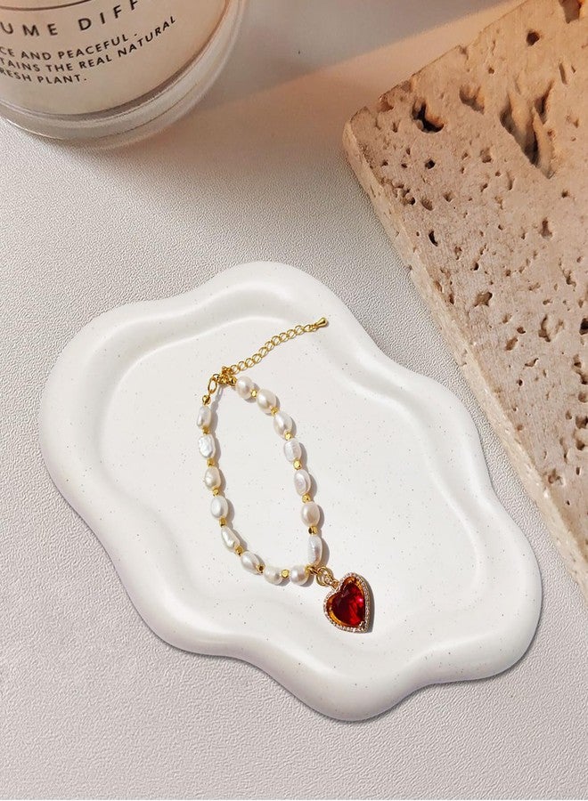 Samchilderlan Ceramic Jewelry Dish for Women, Jewelry Tray Trinket Dish Vanity Tray, Matte White Cloud Tray Jewelry Plate, Watch Keys Tray Ring Dish Holder for Mother's Day/Christmas/Thanksgiving/Birthday Gift - Image 4