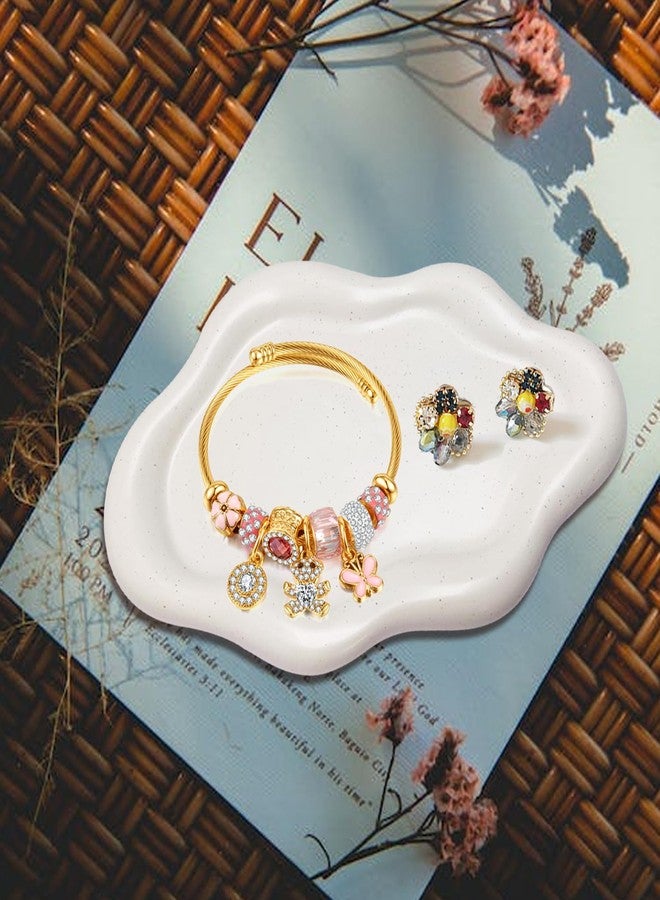 Samchilderlan Ceramic Jewelry Dish for Women, Jewelry Tray Trinket Dish Vanity Tray, Matte White Cloud Tray Jewelry Plate, Watch Keys Tray Ring Dish Holder for Mother's Day/Christmas/Thanksgiving/Birthday Gift - Image 2
