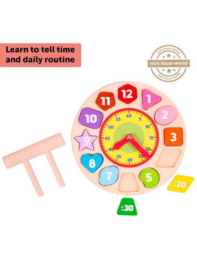 BRAINSMITH Brainsmith Wooden Shape Sorting Clock, Teach Time-Reading, Story-Telling, Numbers and Colours - Early Learning Toy for Pre-School Kids and Toddlers  - Image 2