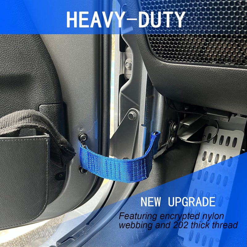 ROMASO Door Strap for Jeep Wrangler,Adjustable Door Straps for Jeep Wrangler CJ YJ TJ JK JKU JL JLU, Heavy Duty Door Limit Strap,Blue(Pack of 2) - Image 3