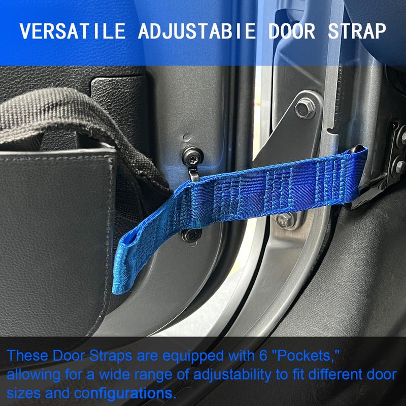 ROMASO Door Strap for Jeep Wrangler,Adjustable Door Straps for Jeep Wrangler CJ YJ TJ JK JKU JL JLU, Heavy Duty Door Limit Strap,Blue(Pack of 2) - Image 4