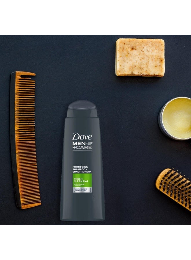 Dove Men+Care Fresh Clean 2 in 1 Shampoo and Conditioner cleansing shampoo with caffeine and menthol for deeply cleansed, revitalised hair 6x 400 ml - Image 3