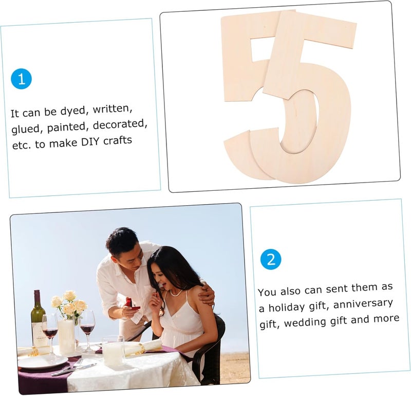 Angoily 2Pcs Unfinished Number Signs Blank Wooden Slices for Home Decor and Party Decorations for Painting and Crafting - Image 3