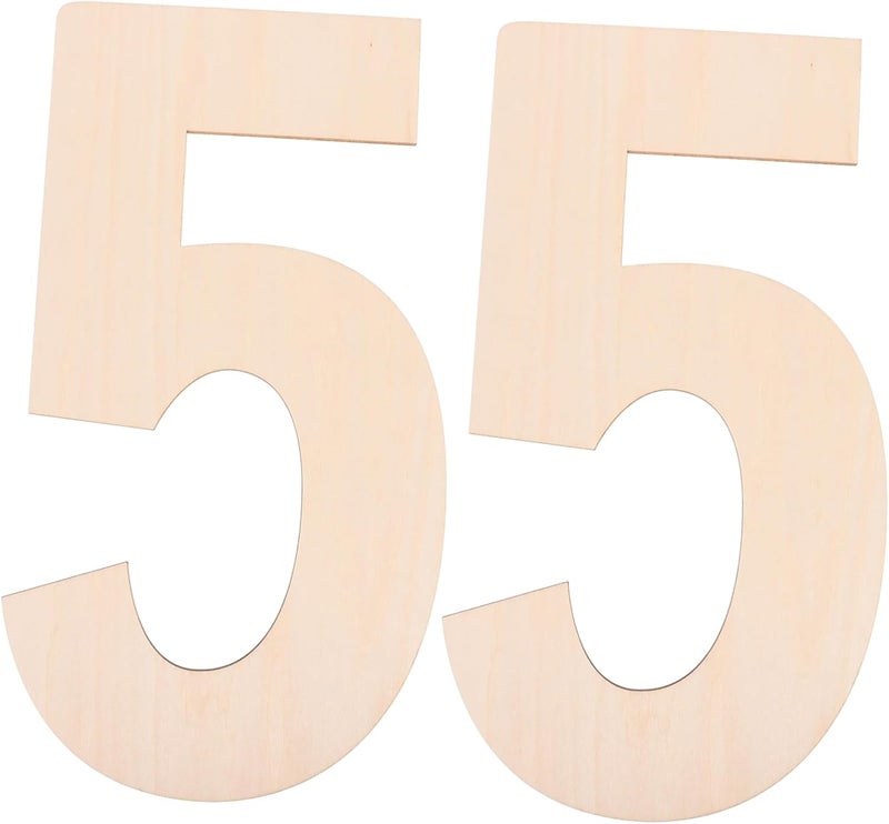 Angoily 2Pcs Unfinished Number Signs Blank Wooden Slices for Home Decor and Party Decorations for Painting and Crafting - Image 1