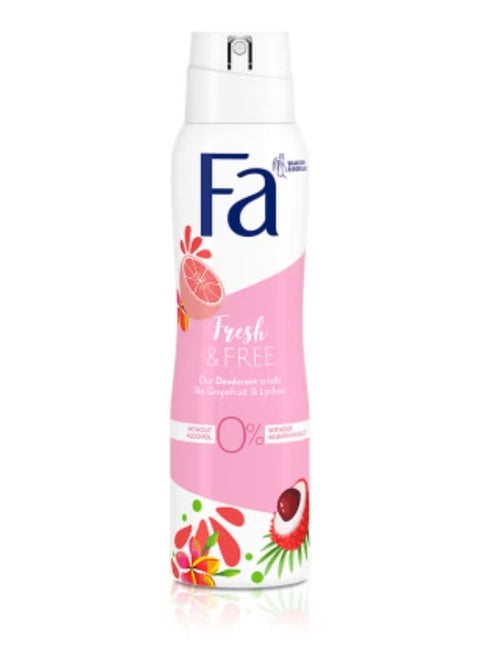 بخاخ مزيل عرق فريشلي فري للجسم برائحة الجريب فروت والليتشي متعدد الألوان 150ملليلتر