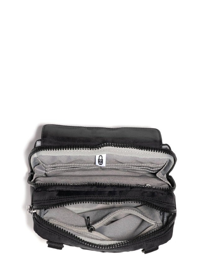 Baggallini Modern Double Zip Crossbody, Black Twill - Image 3