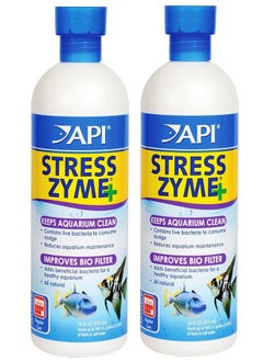 API Stress Zyme Freshwater And Saltwater Aquarium Cleaning Solution (2 Pack / 16Ounce) 