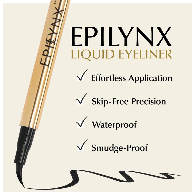 EPILYNX Liquid Eyeliner - Hypoallergenic Eyeliner with Fine Brush Tip, Long-Lasting Waterproof Eye Liner - Cruelty-Free, Vegan, Hypoallergenic, Gluten-Free, Smooth Application Liquid Eye Liner, Black 2mL - Image 2