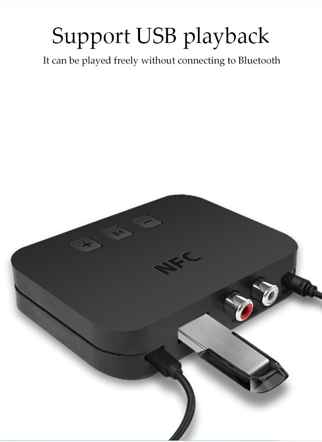 DUNISO Bluetooth Receiver,Bluetooth 5.0 Car Adapter,Audio Receiver,Supports NFC Connection and USB Playback,Apply to Mobile，Pad，TV，Audio，Headset，Speaker,9.1*5.8*1.8cm  - Image 5