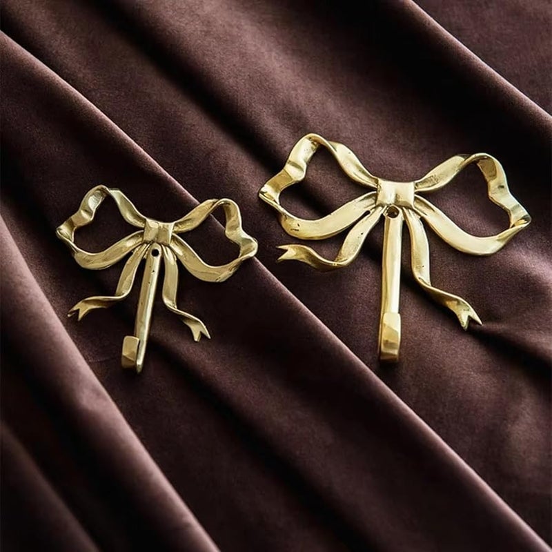 Nordic Bowknot Design Solid Brass Gold Wall Mounted Coat Hooks For Hallway Bedroom - Image 1
