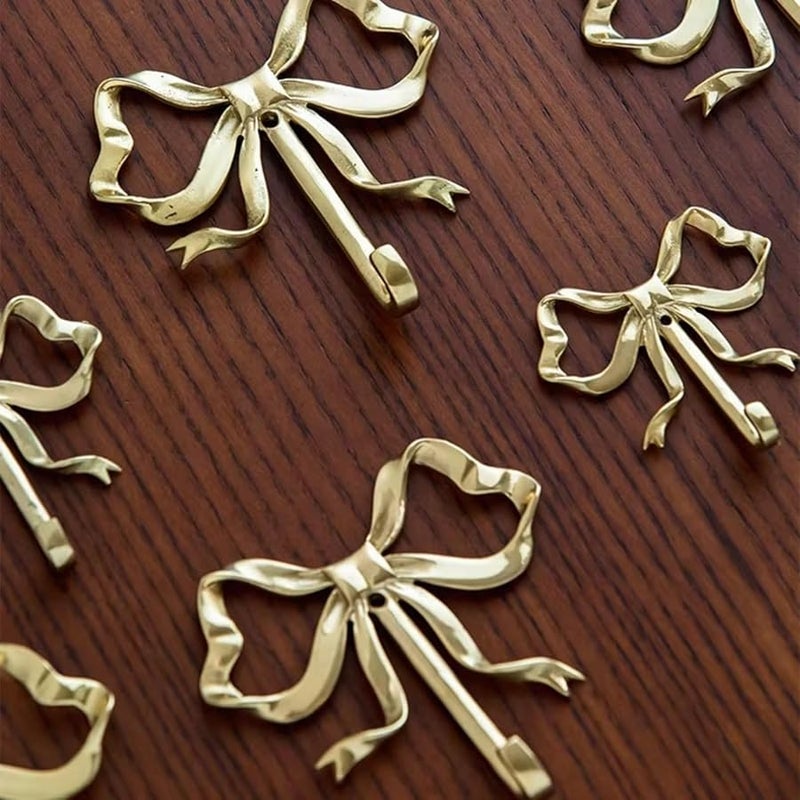 Nordic Bowknot Design Solid Brass Gold Wall Mounted Coat Hooks For Hallway Bedroom - Image 3
