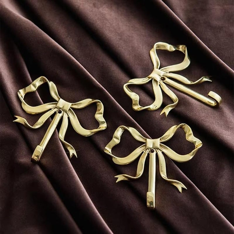 Nordic Bowknot Design Solid Brass Gold Wall Mounted Coat Hooks For Hallway Bedroom - Image 5