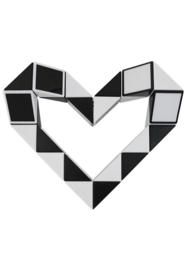 Mipartebo Magic Snake Ruler Cube Puzzles 24 Wedges Brain Teaser Twist Toys White and Black - Image 1